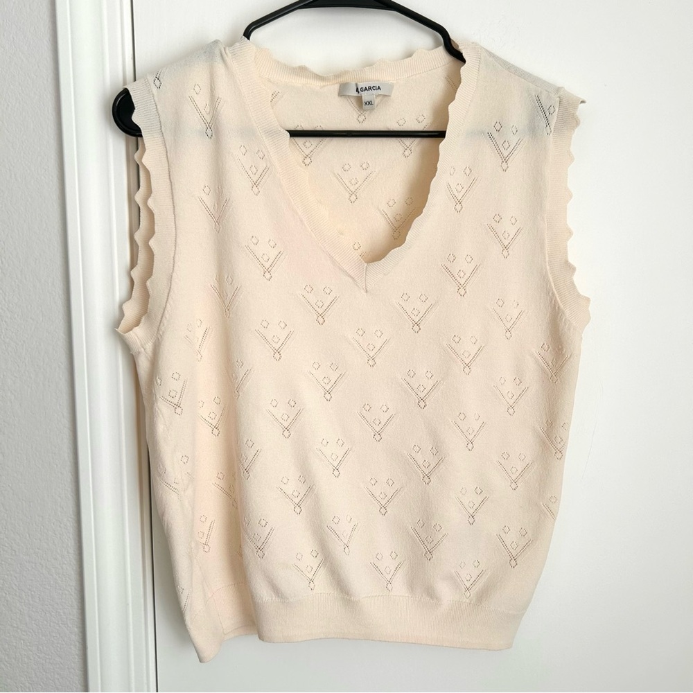 Posh show listing: G Garcia Cream Sleeveless Pointelle Knit Top